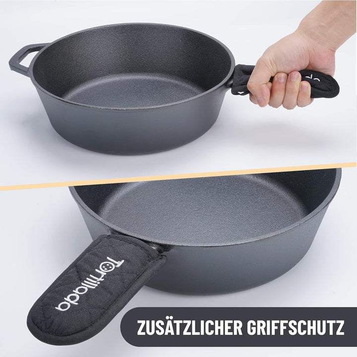 Tortillada - Gusseisen Topf zum Brot Backen | Dutch Oven (3.5 Liter) | 2 in 1 Combo Kocher | Beschic