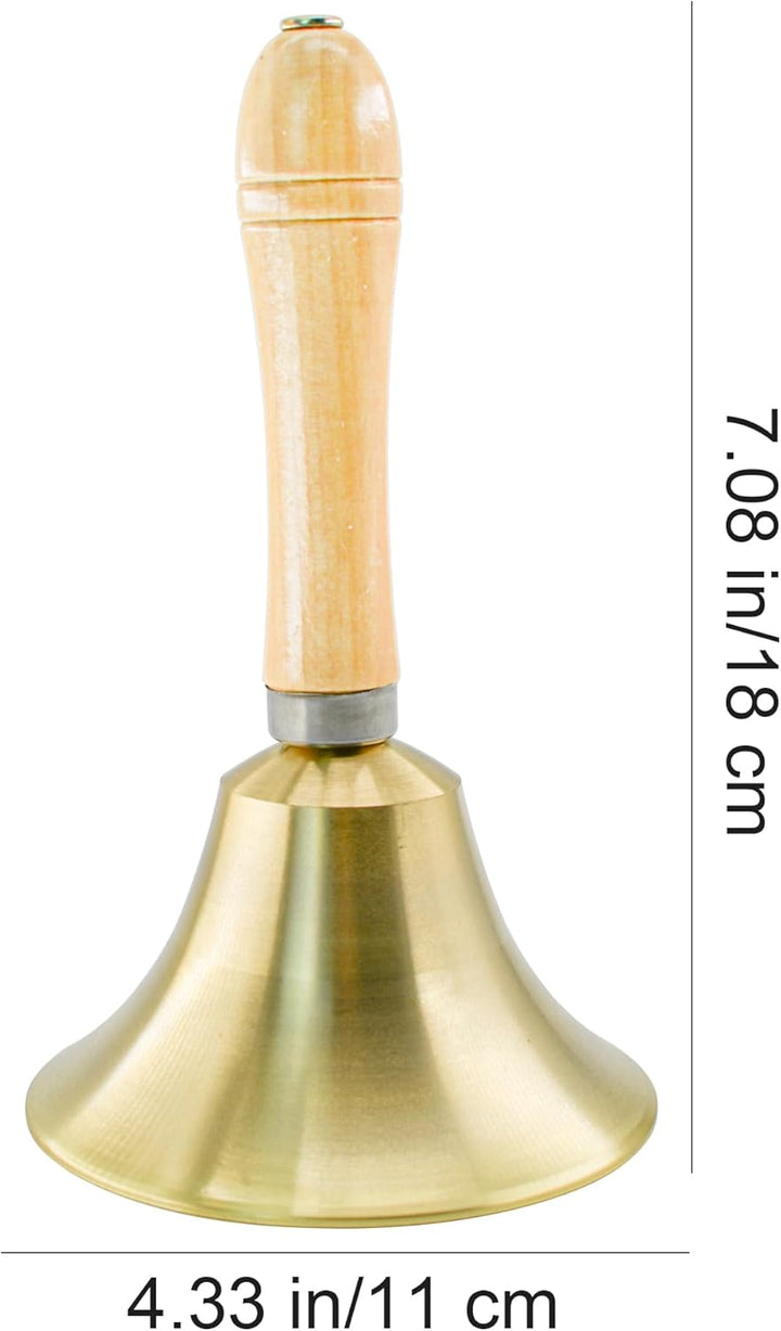 MrMrKura Superlaute Handglocke aus massivem Messing mit Holzgriff für Kirche, Hotel, Schule, Gottesd