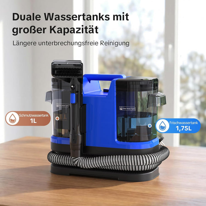 Lubluelu Nasssauger Polsterreiniger Gerät, 600 W - 15 kPa Teppichreiniger Waschsauger, tragbares Tep