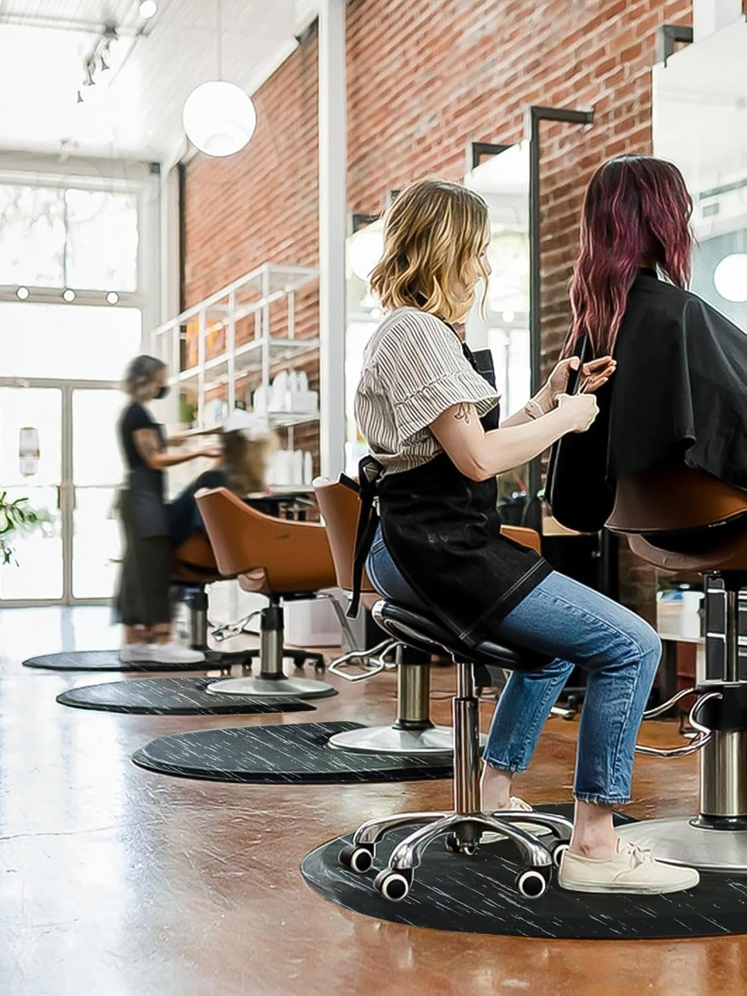 3 Fuss x 5 Fuss Salonmatte, Kalolary Marmorierung Anti Ermüdungs Salon Bodenmatte für Runde Stuhlbas