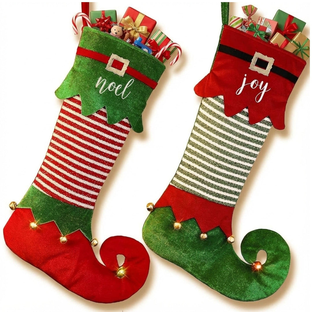 VALERY MADELYN Weihnachtsstrumpfe 46cm 2er Set Stoff Nikolausstiefel Weihnachtsdeko Weihnachtssocken