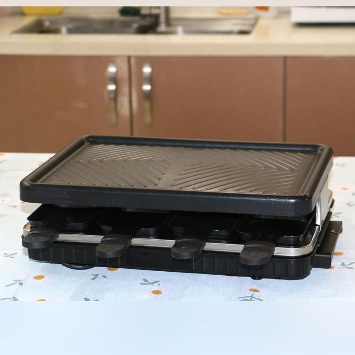 Raclette 8 Personen Raclette Grill Tischgrill Elektrisch 8 Pfännchen 8 Raclette Holzspatel Korean BB