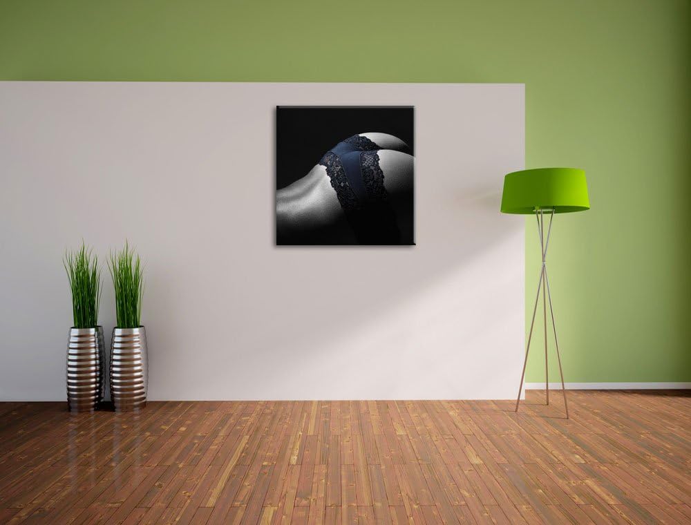 Pixxprint Heisser Frauenpo in sexy Dessous Schwarz/Weiss, Format: 70x70 auf Leinwand, 70x70