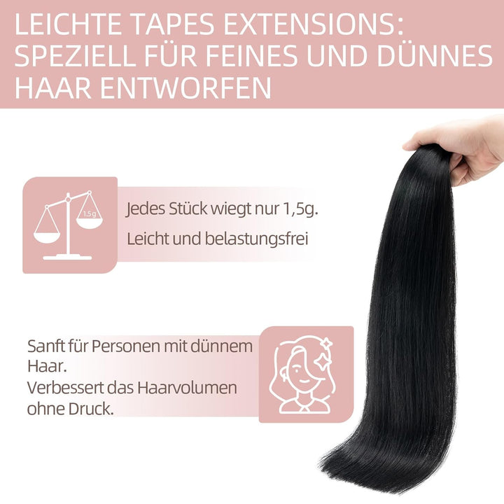 Silk-co Tape in Extensions Echthaar 20stk, leicht Version Tape Extensions Echthaar, Remy Haarextensi