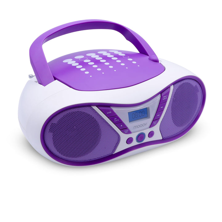 MOOOV Pop Purple, tragbarer CD-Player, Wiedergabe von CD-R/CD-RW/CD-MP3, UKW-Radio, USB-Port, Stereo
