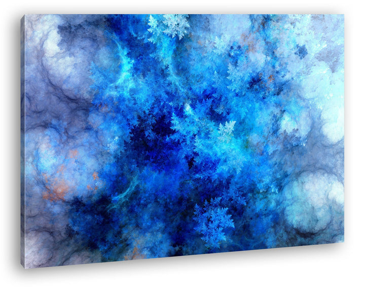 deyoli atemberaubendes Fraktal Muster in blau weiss Format: 80x60 als Leinwandbild, Motiv fertig ger
