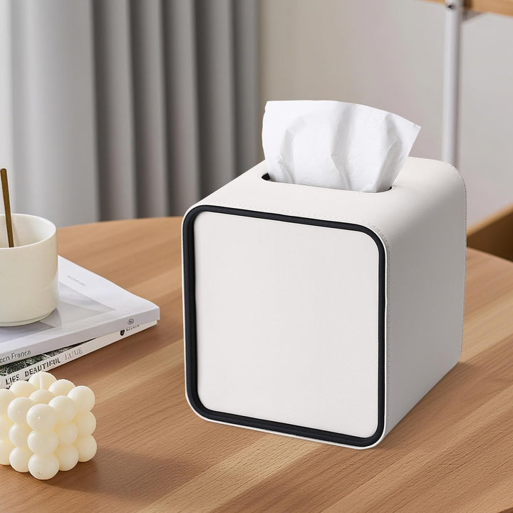 GORESE Taschentuchbox,Leder Quadratische Kosmetiktücherbox Papiertaschentuchhalter Taschentuchspende