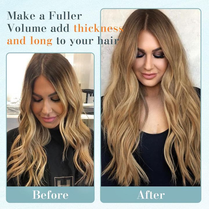 Benehair Clip in Extensions Echthaar, 8 Stück 100% Echtes Haar Extension 75g, Hellbraun Haarverlänge