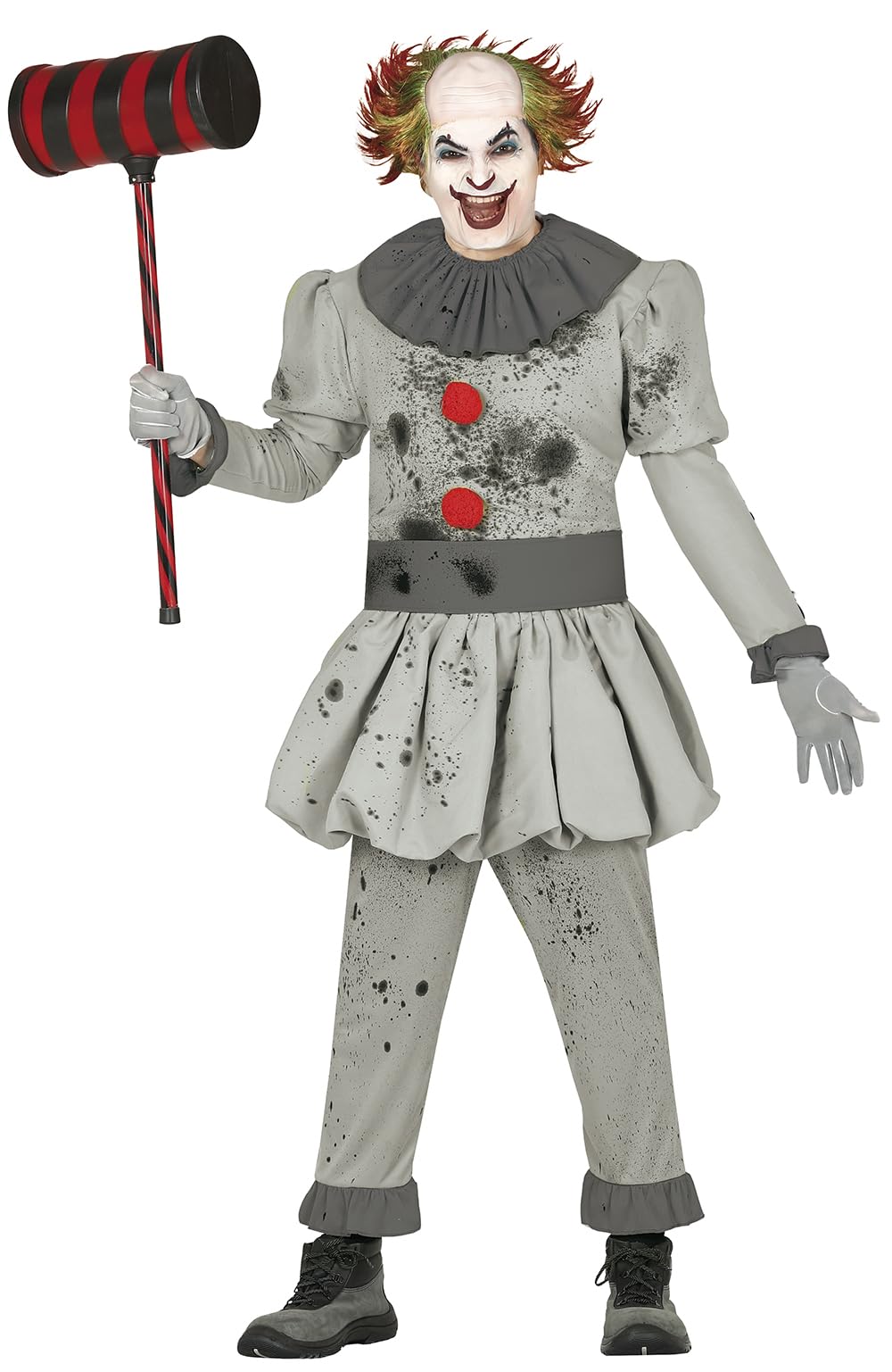 FIESTAS GUIRCA Psychoclown-Kostüm für Herren Halloween grau-schwarz - L (52-54), L