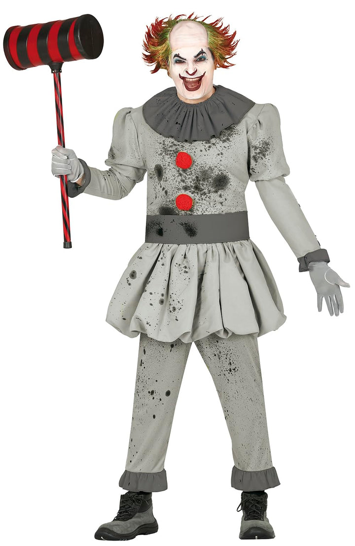 FIESTAS GUIRCA Psychoclown-Kostüm für Herren Halloween grau-schwarz - L (52-54), L