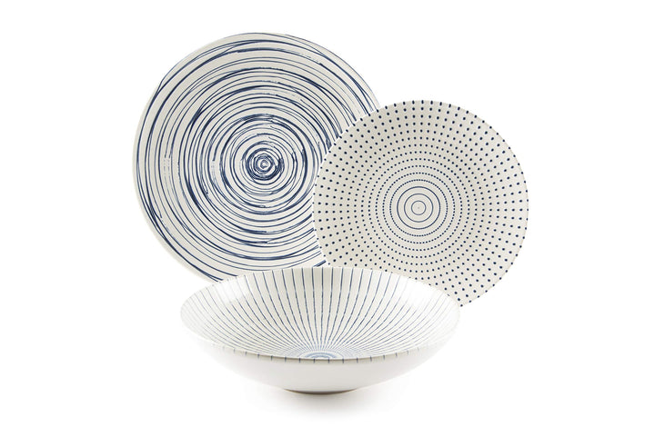 Excelsa Hanami Tafelservice 18-teilig, Keramik, Weiss und Blau