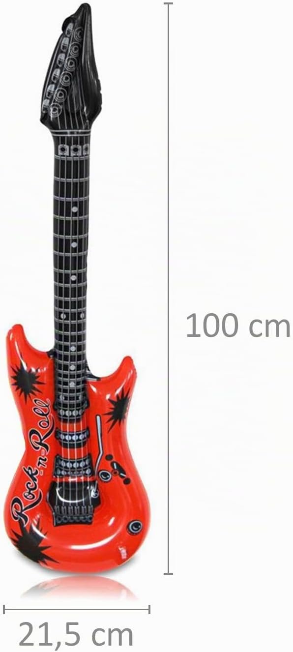 Schramm® 24 Stück Luftgitarren Bunt 100cm in 6 Farben Luft Gitarre Air Guitar aufblasbar