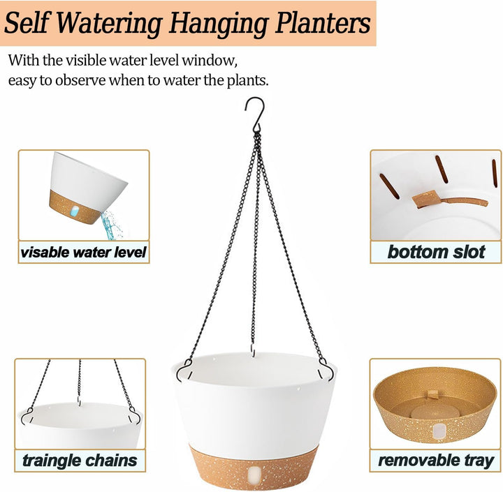 LSRVNM 3 Stück Hängende Pflanzgefässe, Hängetopf für Pflanzen, Blumentopf Hängend mit Abnehmbares Ta