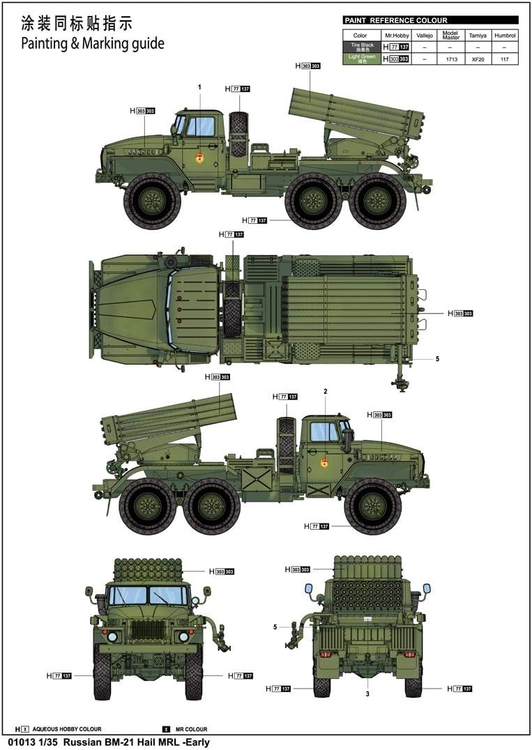 Trumpeter 01013 Modellbausatz Russian BM-21 Hail MRL-Early