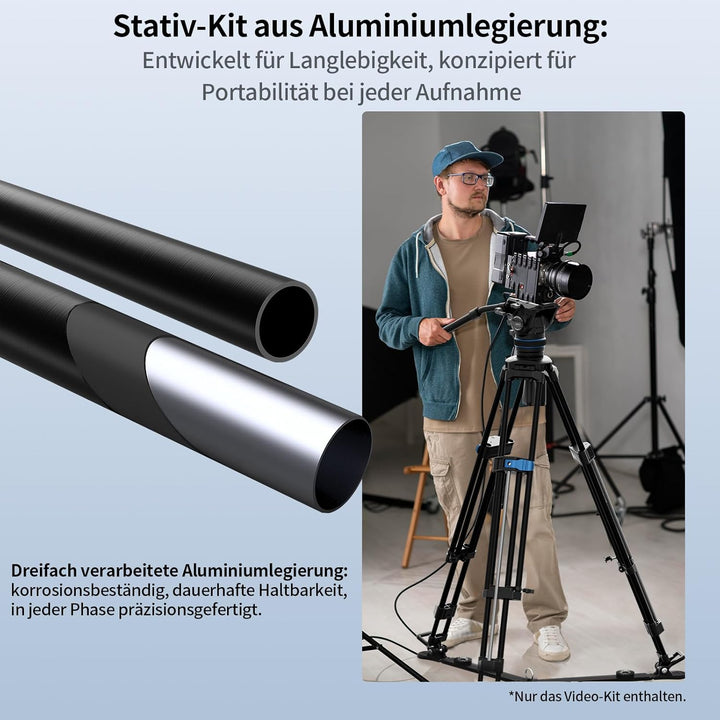 SIRUI SQ75A Aluminium Videostativ mit Hydraulik-Fluidkopf S5 | 178cm Schnellaufbau-System | Stufenlo
