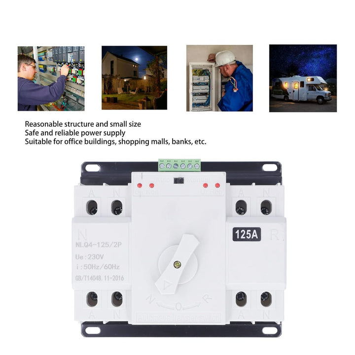 Dual Power Automatischer Transferschalter AC 400V 2P 125A ATS CB Automatik Netz Umschalter Notstrom