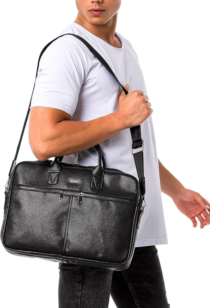 Redbridge Herren Schultertasche Messenger Bag Umhängetasche Kunstleder Schwarz, Schwarz