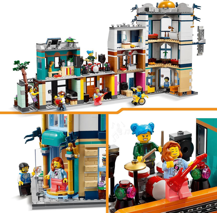LEGO 31141 Creator 3-in-1 Hauptstrasse zu Art-déco-Hochhaus oder Marktstrasse Modellbau-Set, Konstru