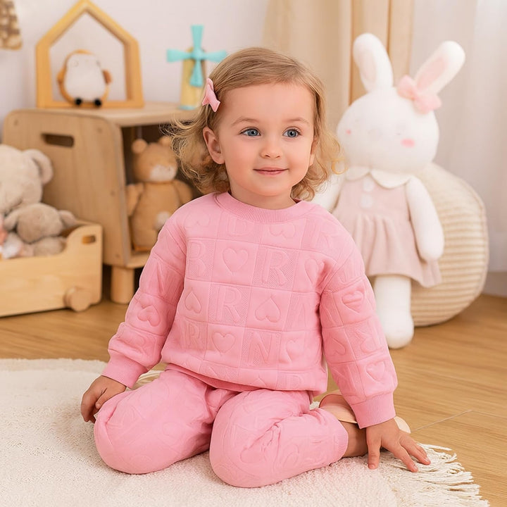 Kunyeah 2pcs Baby Mädchen Outfit Mädchen Liebe Herz Pullover Kleinkind Sweatshirt Hosen Kleinkind Br