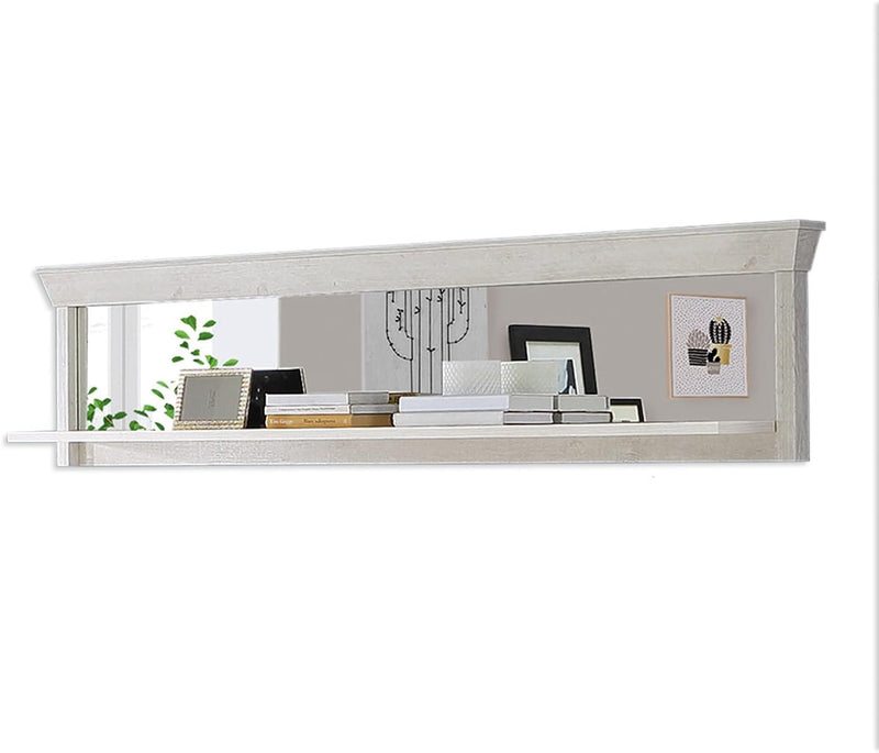 FORTE Kashmir Wandregal mit Spiegel, Holzwerkstoff, Pinie weiss, B x H x T: 177,7 x 43,5 x 24,5 cm