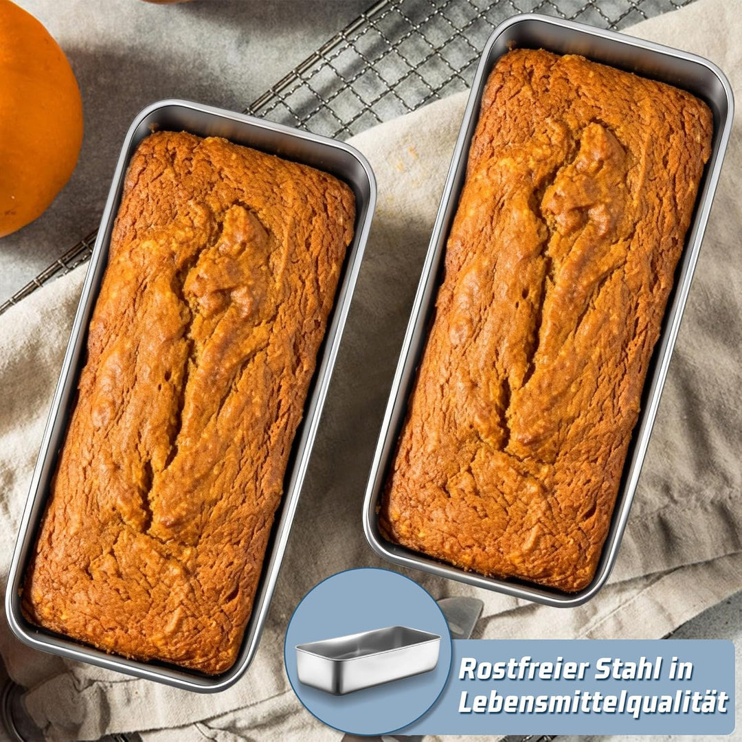 Herogo 2 Stück Kastenform Gross, Edelstahl 31,5*13,6*7.5cm Brotbackform Brotform für Kuchen, Metallb