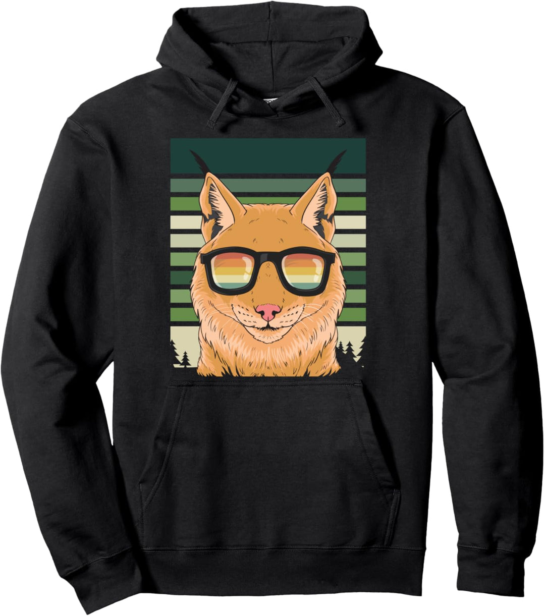 Vintage Luchs Wildkatze Retro Wald Pullover Hoodie
