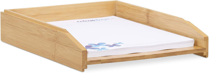 Relaxdays, Natur Dokumentenablage, stapelbar, DIN A4 Papier, Büro, Schreibtisch, Briefablage aus Bam