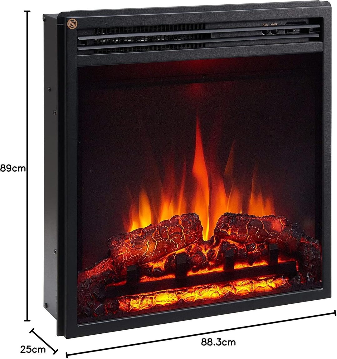 CrownFlame Pandora Elektrokamin - Elektrischer Standkamin mit Heizung 1000/2000 W, realistischer 3D-