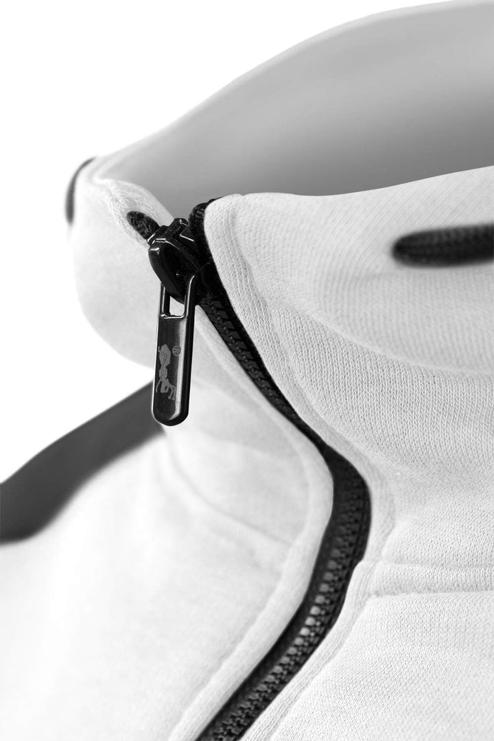 strongAnt Hoodie mit Reissverschluss für Herren warme Fleece Jacke mit Kapuze XS Weiss / Schwarz, XS