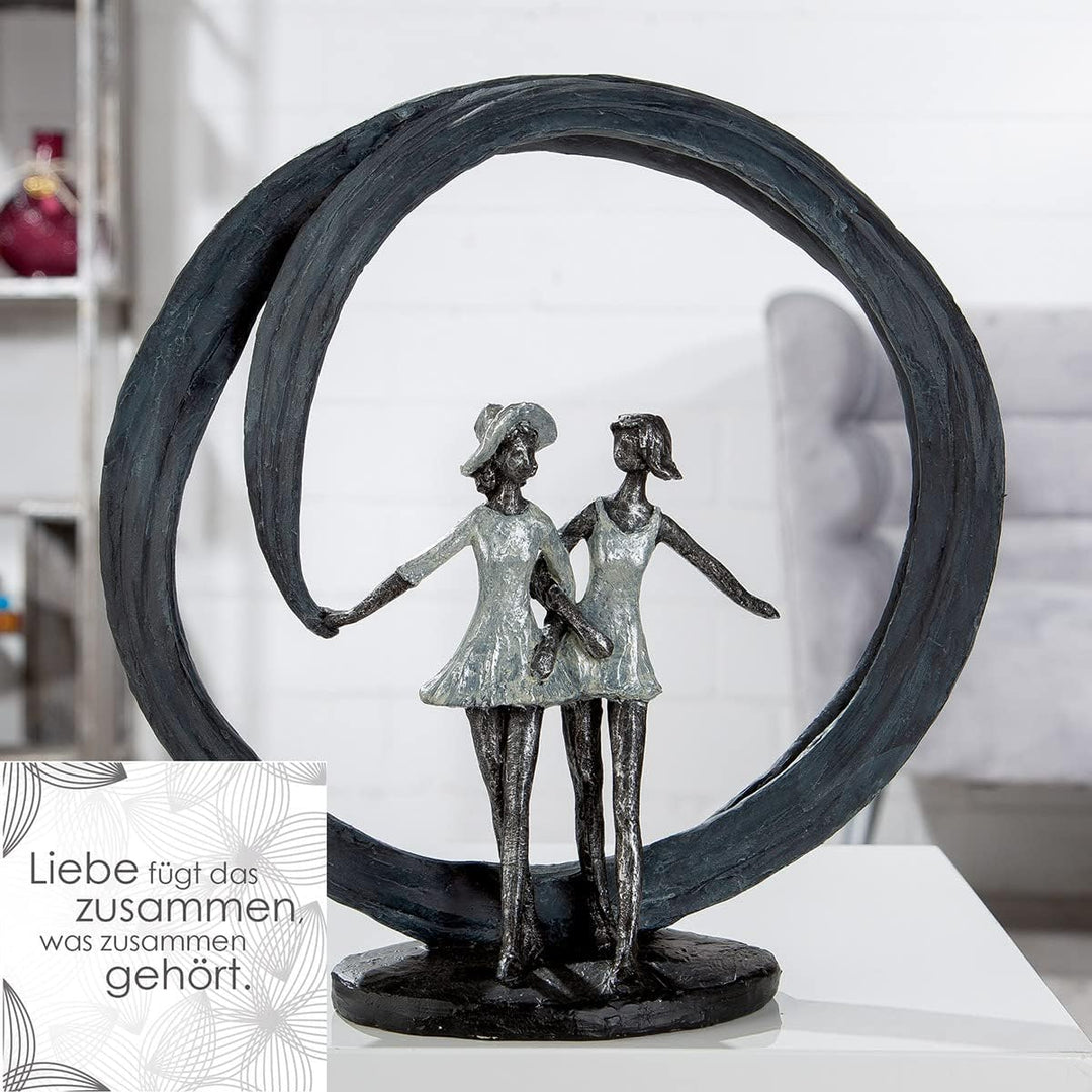 Casablanca modernes Design Gilde Deko Skulptur Figur - More Than Friends - Liebe - Poly grau, silber