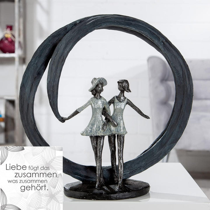 Casablanca modernes Design Gilde Deko Skulptur Figur - More Than Friends - Liebe - Poly grau, silber