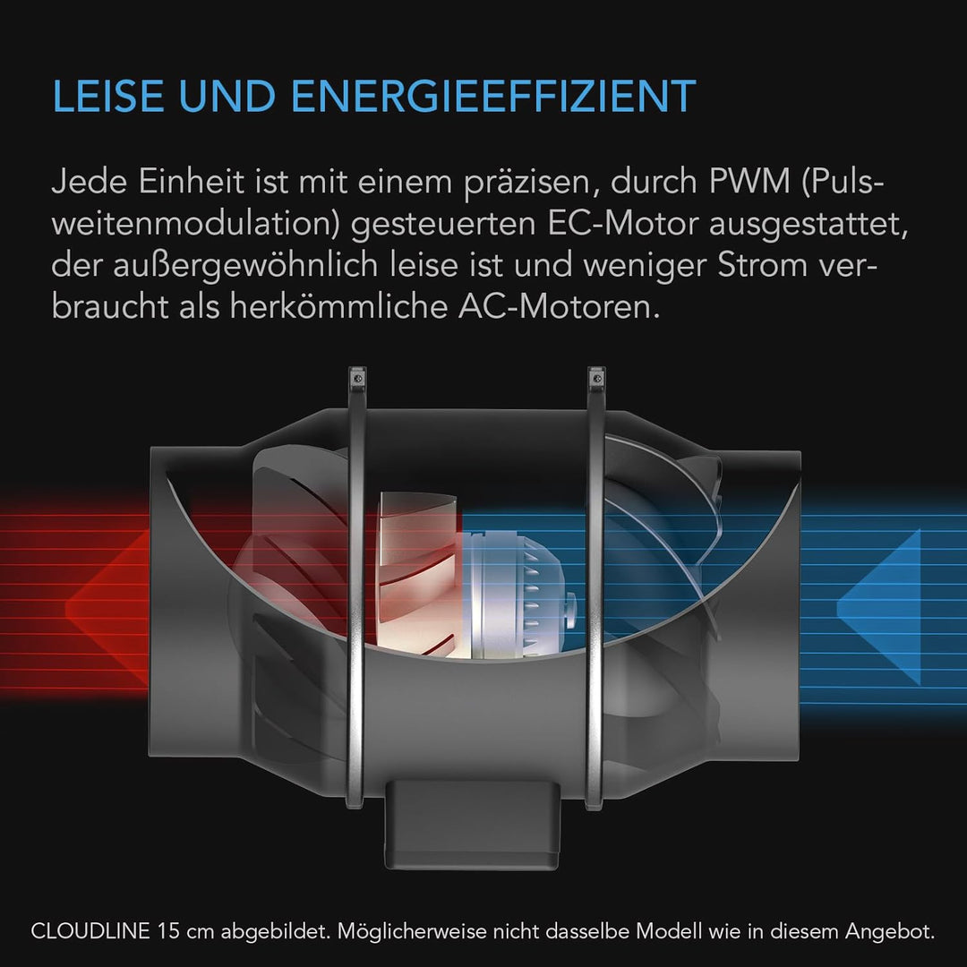 AC Infinity CLOUDLINE S6, leiser 6-Zoll-Inline-Kanalventilator mit Drehzahlregler - Abluftventilator