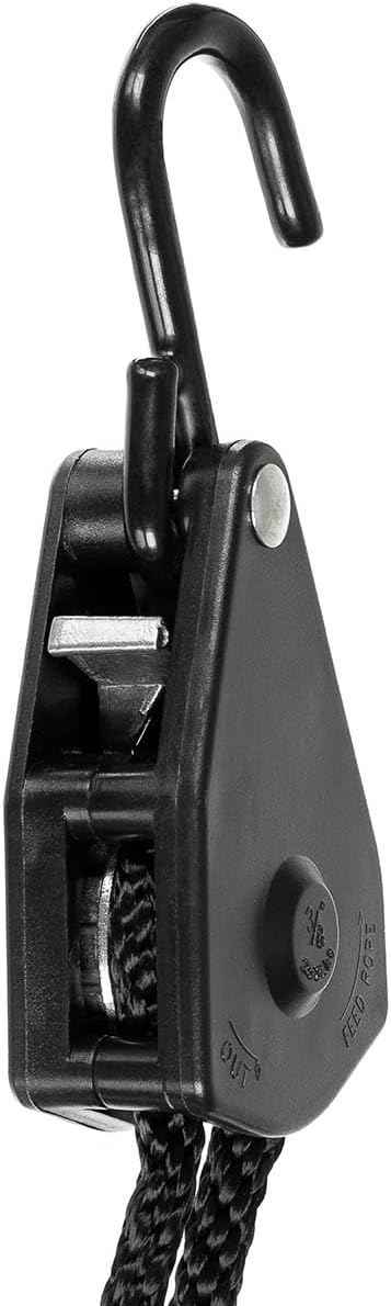 MFH Spannseil mit Ratschensicherung, schwarz (9 mm, 2 Meter), 9 mm, 2 Meter