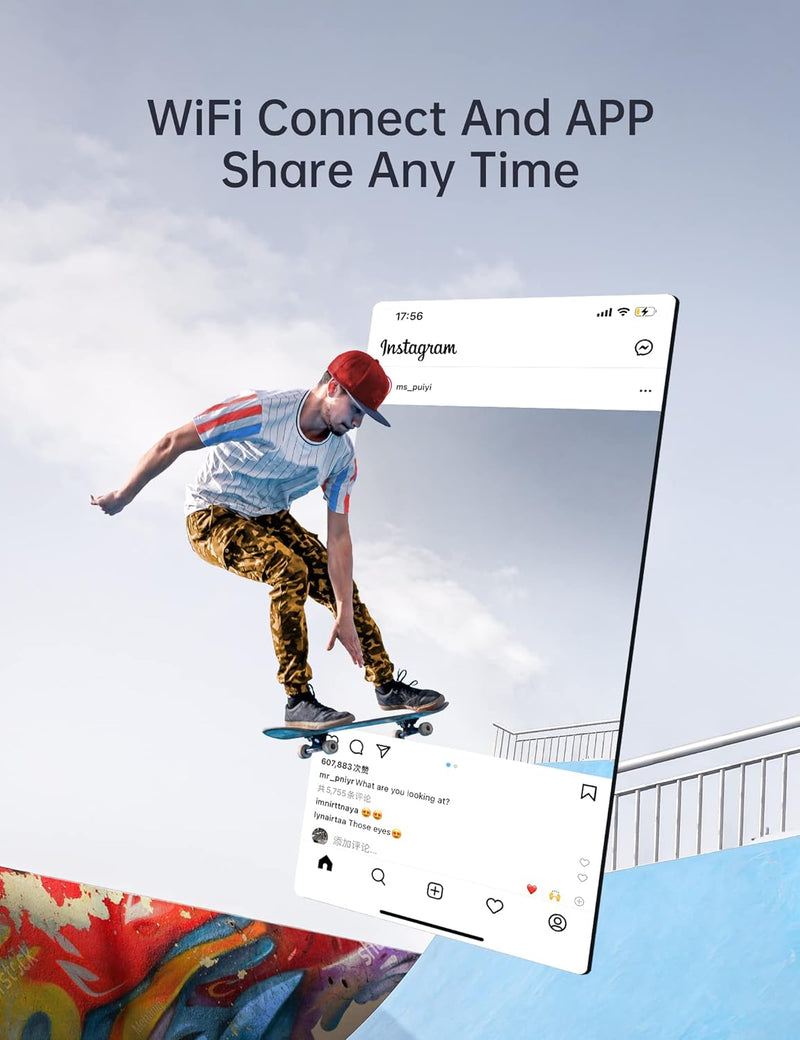 WOLFANG GA400 Action Cam 4K 60FPS Unterwasserkamera WiFi 8M Wasserdicht ohne Gehäuse 3.0 EIS Bildsta