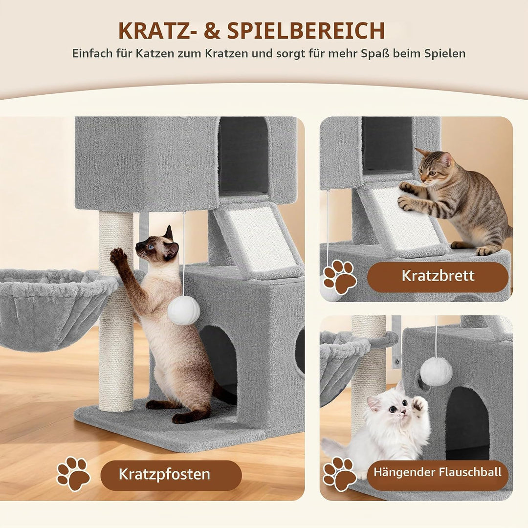 Kratzbaum Klein, 82 cm Hoch Katzenkratzbaum, Katzenbaum Klein mit 2 Gemütlichen Höhlen, 1 Plattform,