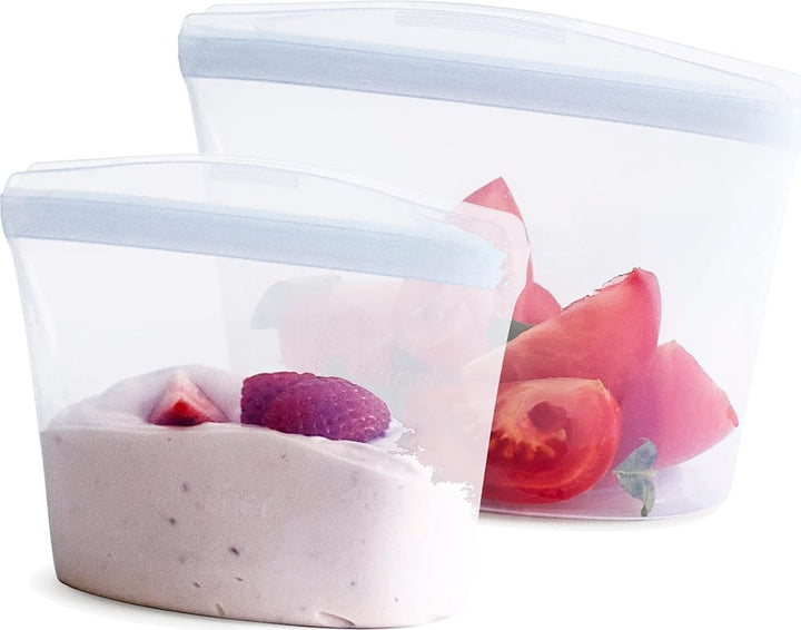 Stasher Bag Premium Silikonbeutel wiederverwendbar für Lebensmittel, Lot de 2, Klar, Dauerhaft, Back