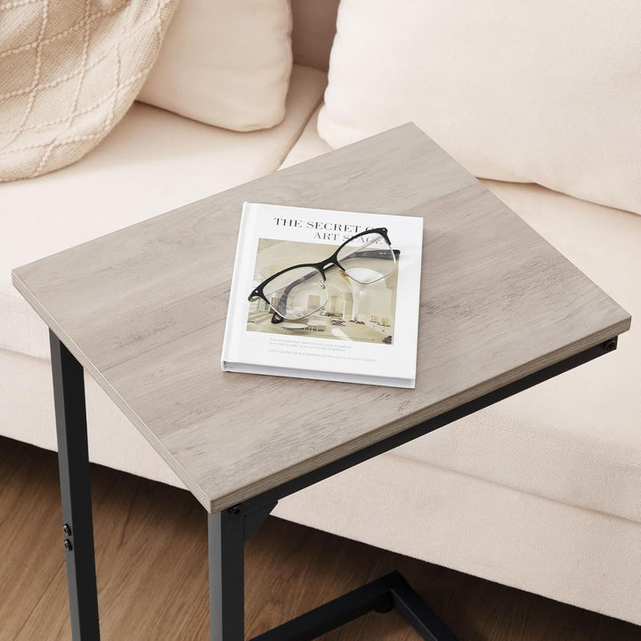 AMHANCIBLE Beistelltisch, C Form Sofa Tisch, Holz Kaffeetisch, Kleiner Couchtisch Höhenverstellbar,