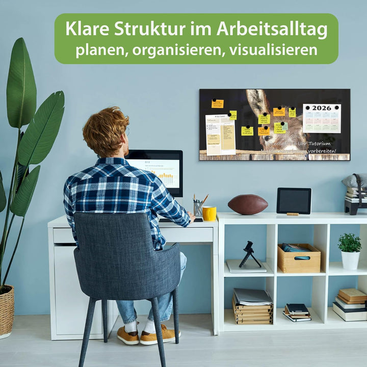 banjado Magnettafel schwarz 78 x 37cm / Magnetwand Metall/Magnetpinnwand als Memoboard/Pinnwand Magn