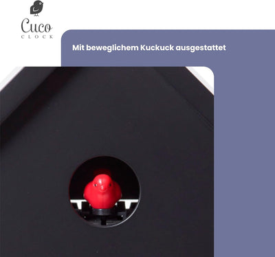 Cuco Clock Kuckucksuhr REIHENHAUS mit Pendeluhr Wanduhr, Moderne Schwarzwalduhr, 28,3 × 22,8 × 10,4c