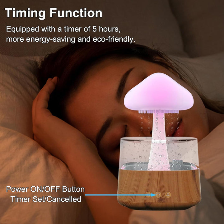 Luftbefeuchter 450 ml, Luftbefeuchter in Regenwolkenform mit 3 Regen-/Nebelmodi und 7 Nachtlichtern,