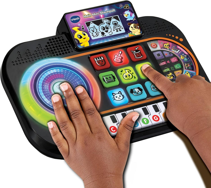 VTech Mein Mini-Mischpult – Interaktives DJ-Pult mit Lichteffekten, Klaviertasten und Turntable – Zu