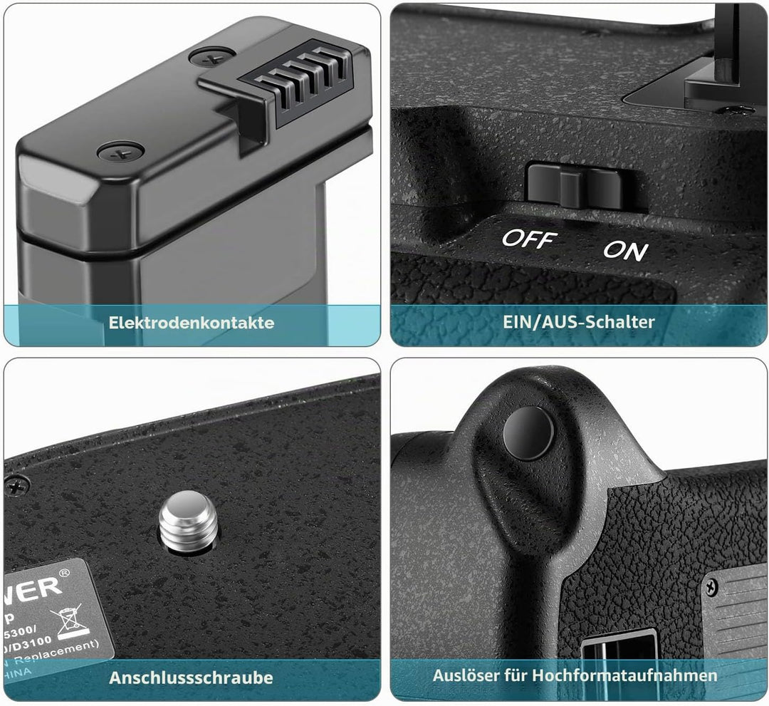 NEEWER Professional Vertikaler Batteriegriff Akkugriff Battery Grip wie der Nikon BG-2F für Nikon D3