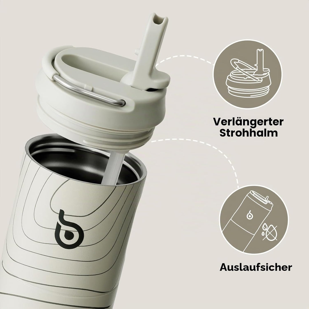 BOTTLE BOTTLE Isolierte Trinkflasche 680 ml(24oz) mit Strohhalm, Deckel und Griff für Sport, Reise,