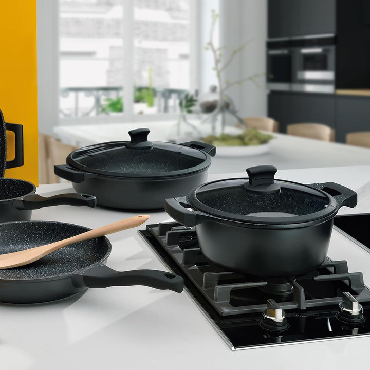 kela Stielkasserolle Stella Nova, Ø 16 cm, 1 L, Aluguss, schwarz, Allherdboden, antihaftbeschichtet,