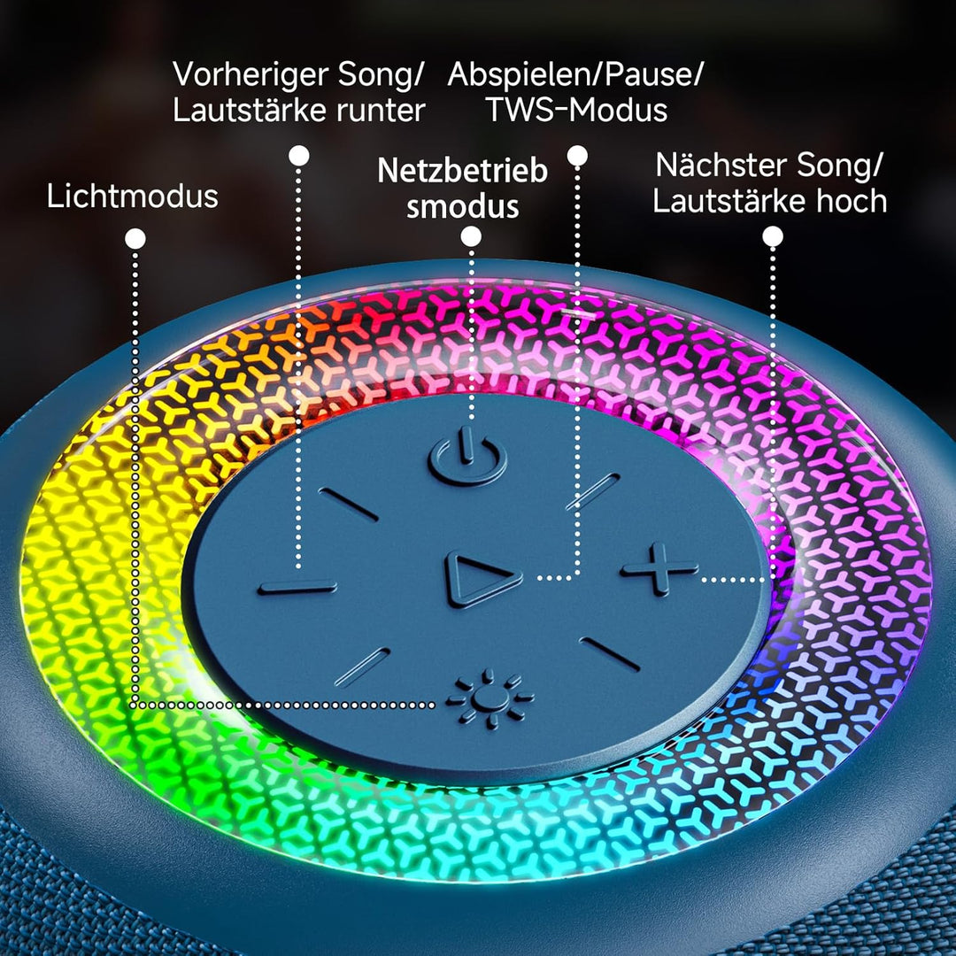 JYX Bluetooth Lautsprecher, 40W Tragbarer Party Lautsprecher mit Bluetooth 5.3, IPX7 Wasserdicht, TW