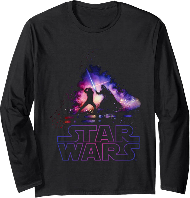 Star Wars Light Saber Fight Galaxy Silhouette Langarmshirt
