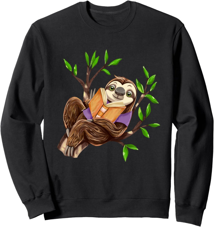 Faules Faultier Liest Buch & Trinkt Tee Leseratte Bücherwurm Sweatshirt