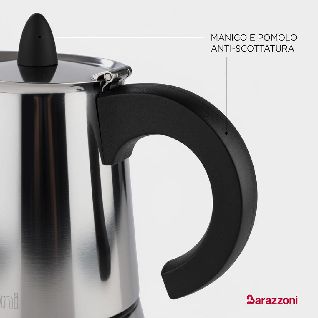 Barazzoni La Caffettiera INOX Espressokocher, 6 Tassen, Edelstahl, Grau, 11.3x14.8x19.7 cm, 11.3x14.