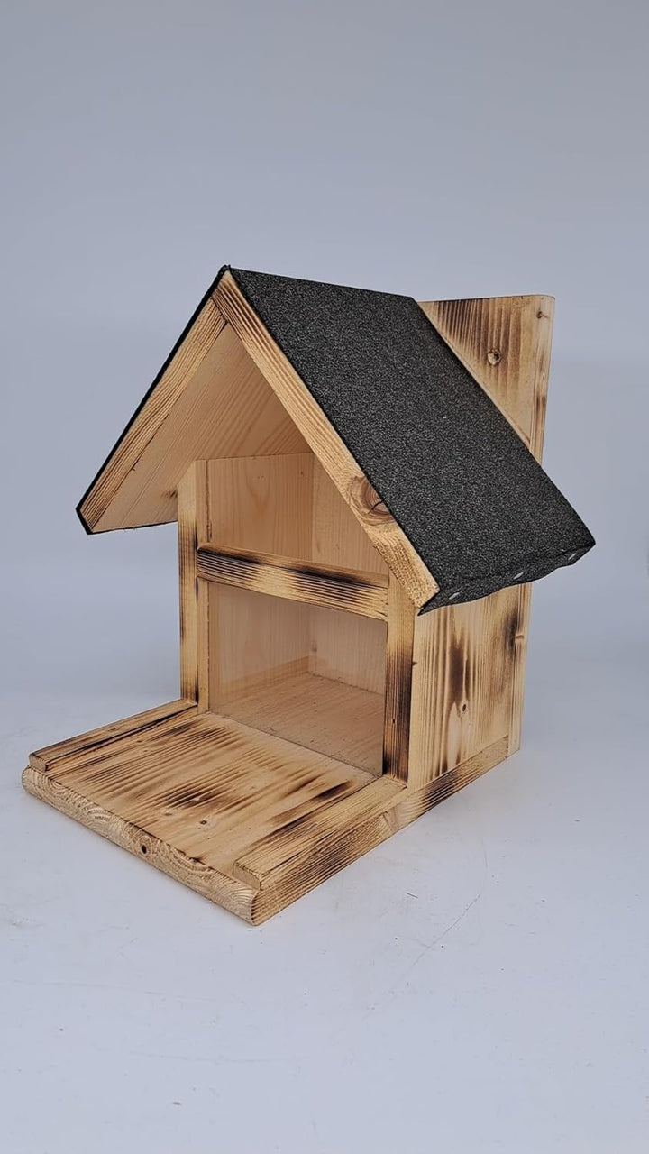 XXL Eichhörnchen Futterhaus Futterstelle für Eichhörnchen, Edel Geflammt mit Spitzdach, E2G