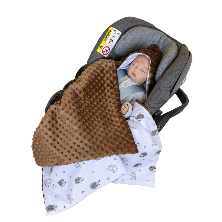 LOOLAY Einschlagdecke Babyschale kompatibel mit 3 und 5 Punkt Gurtsystemen – Babydecke für Autositz